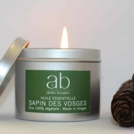 Bougie artisanale parfumée Huile Essentielle - Sapin des Vosges