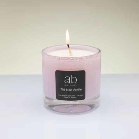 Bougie artisanale cire végétale parfumée - Verre rose soufflé bouche
