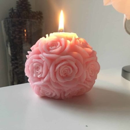 Bougie artisanale fleur Rose - Cire végétale