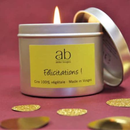 Bougie artisanale parfumée message Félicitations