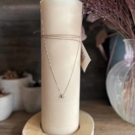 Bougie bijou parfumée collier argent motif COEUR ZIRCONIUM