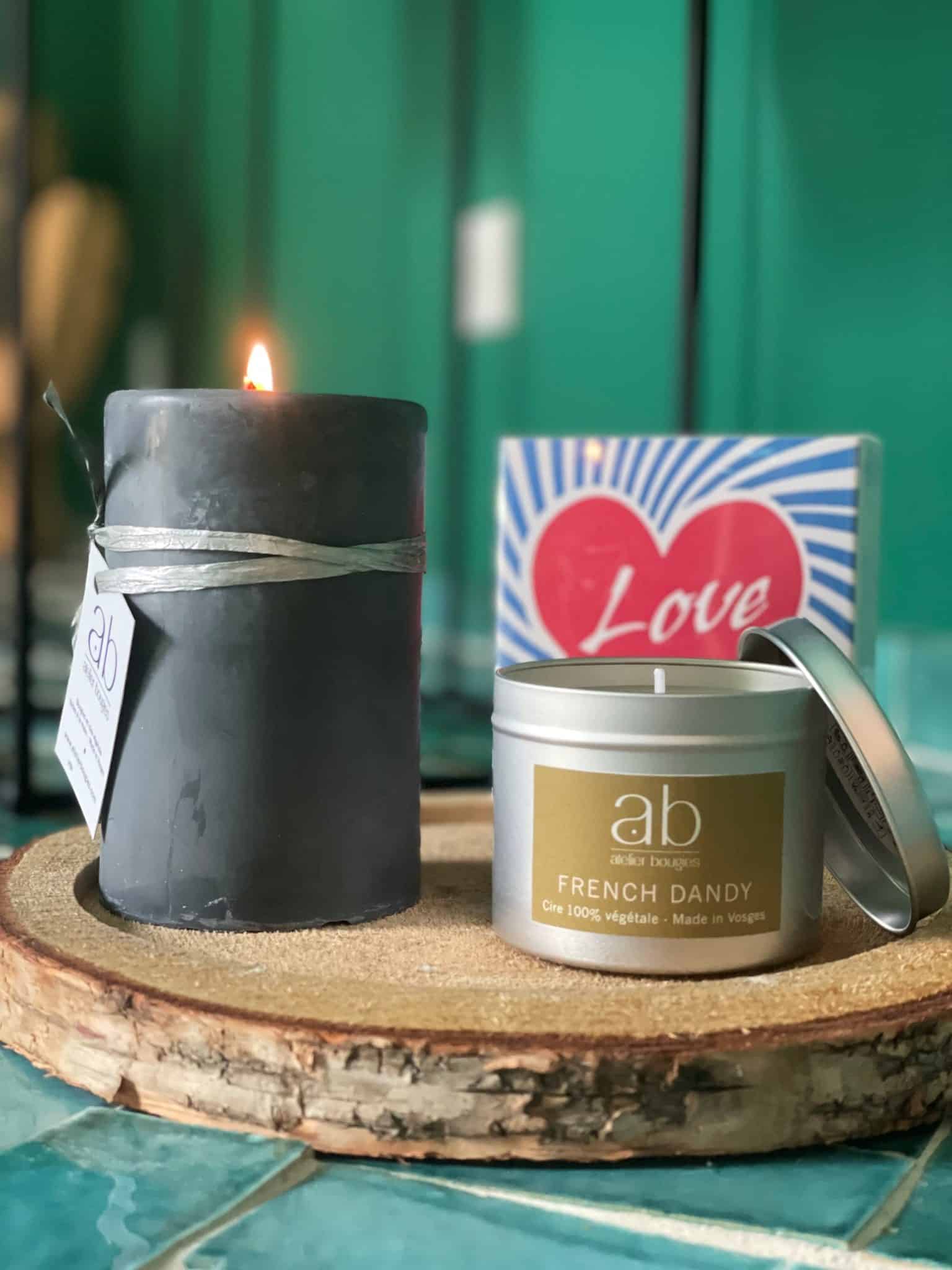 Coffret Fête des Pères – Bougie parfumée, bougie décorative & boîte d'allumettes "LOVE"