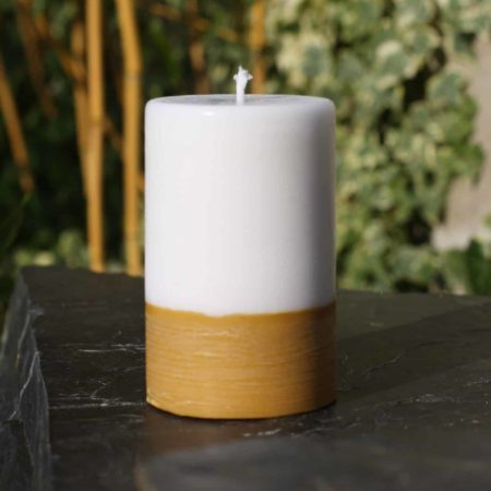 Bougie décorative bicolore naturel & terracotta – Non parfumée