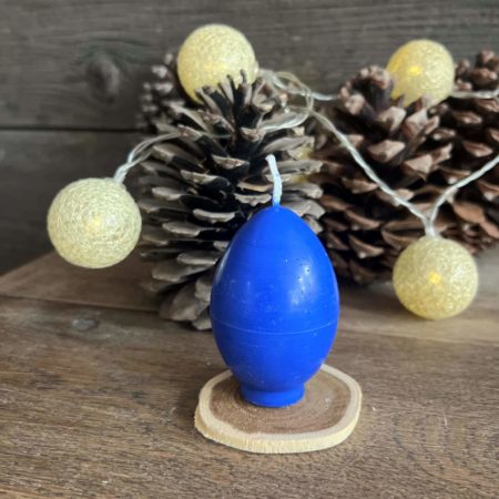 Bougie œuf bleu électrique artisanale – Bougie décorative originale